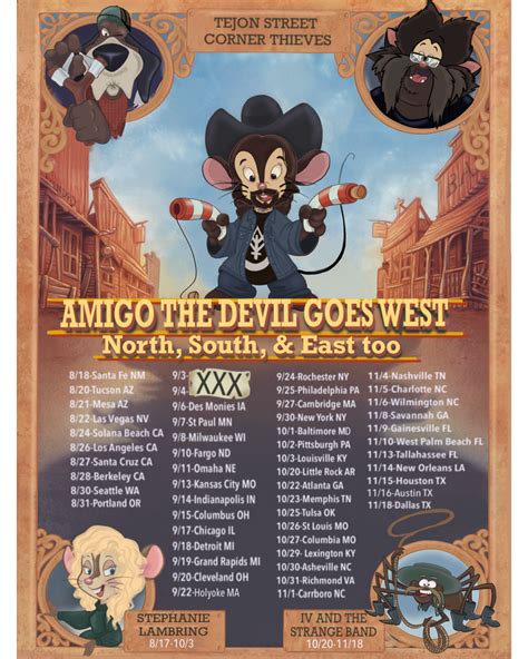 Amigo the devil tour - Mar 6. Wed · 7:00pm. Flogging Molly with Amigo The Devil. Mayo Clinic Health System Event Center · Mankato, MN. From $31. Find tickets from 54 dollars to Flogging Molly with Amigo The Devil on Friday March 8 at 8:00 pm at Uptown Theater - KC in Kansas City, MO. Mar 8. Fri · 8:00pm. Flogging Molly with Amigo The Devil. 